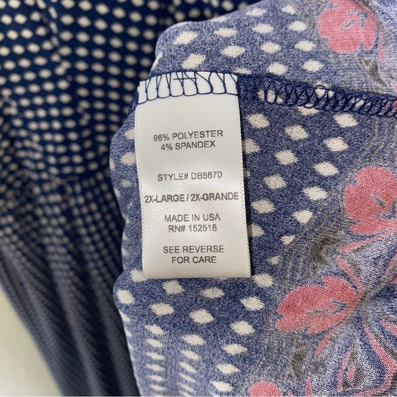 NWT East Adeline Plus Size 2x Stretch Navy Midi Pullover Boho Short Sleeve Dress - Picture 5 of 7